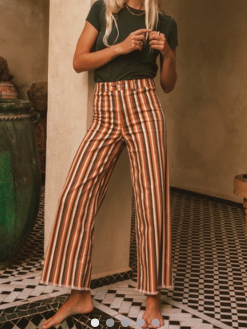 NWT Billabong Retro Striped Wide Leg Pants in Brown, orange, and Yellow